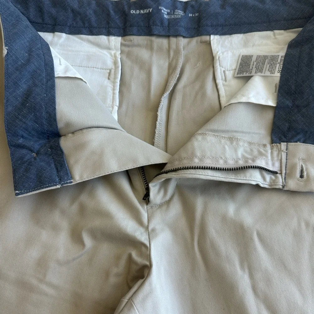 Old Navy Ultimate Slim Built-In Flex Chino Khakis Pants Beige Size 36 x 32